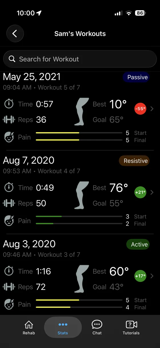 Workout History